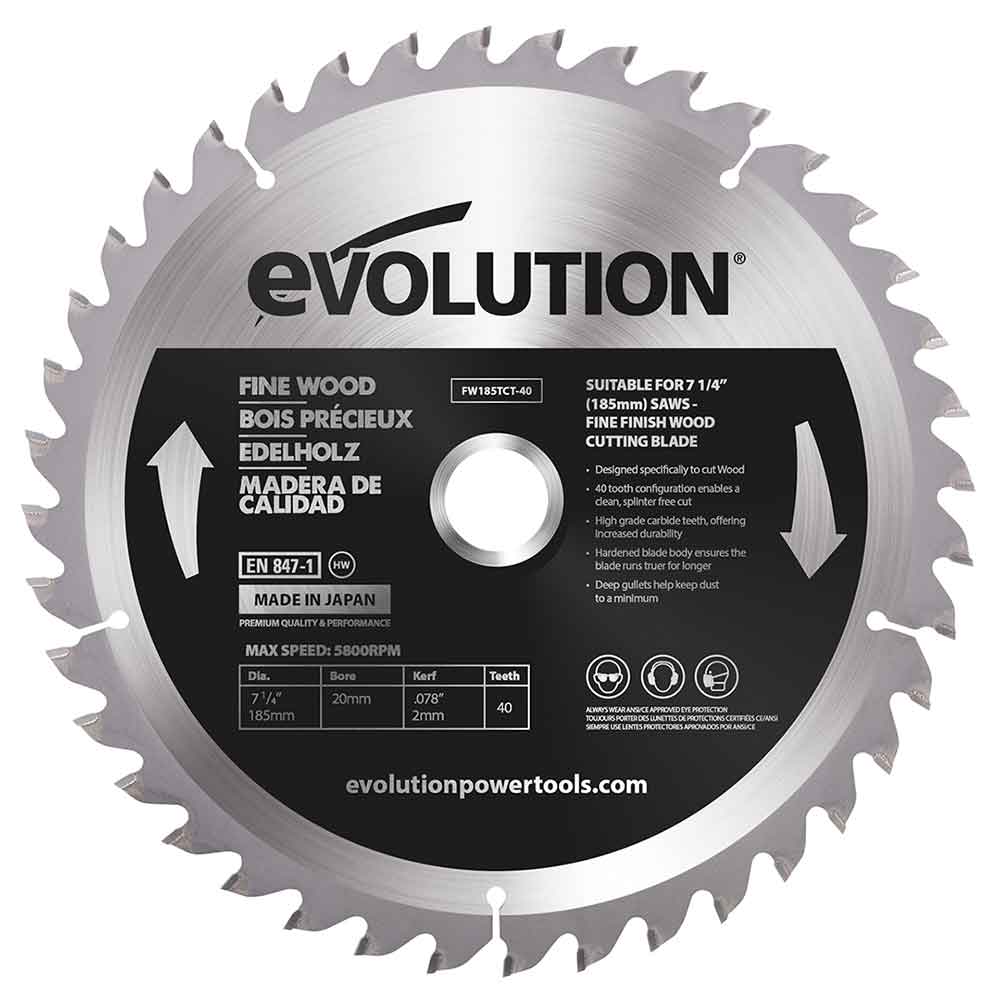 Tarcza TCT do cięcia cienkiego drewna Evolution 185mm 40T