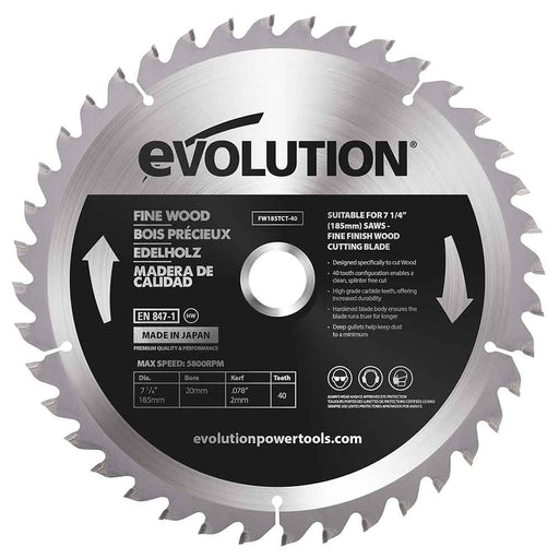 Tarcza TCT do cięcia cienkiego drewna Evolution 185mm 40T