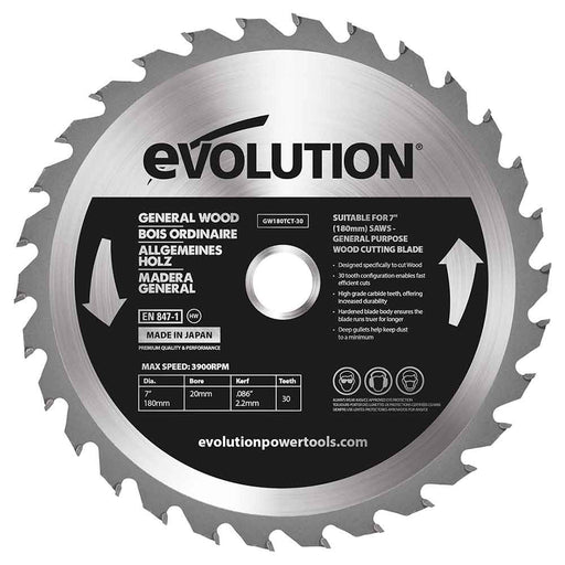 Tarcza TCT do cięcia drewna Evolution 180 mm 30T