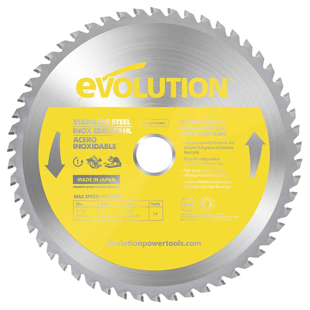 Tarcza TCT do cięcia stali INOX Evolution 210 mm 54T