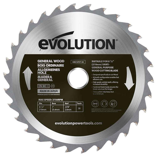 Tarcza TCT do cięcia drewna Evolution 210 mm 30T