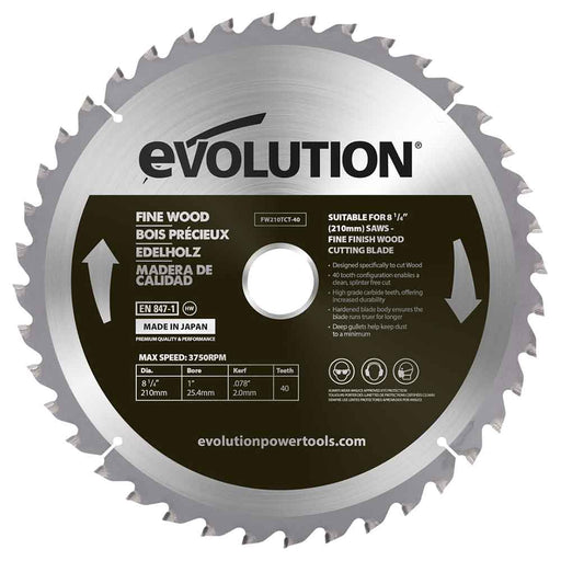 Tarcza TCT do cięcia cienkiego drewna Evolution 210 mm 40T