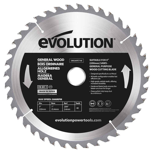Tarcza TCT do cięcia drewna Evolution 230 mm 40T