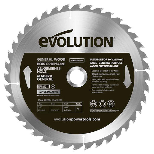 Tarcza TCT do cięcia drewna Evolution 255 mm 40T