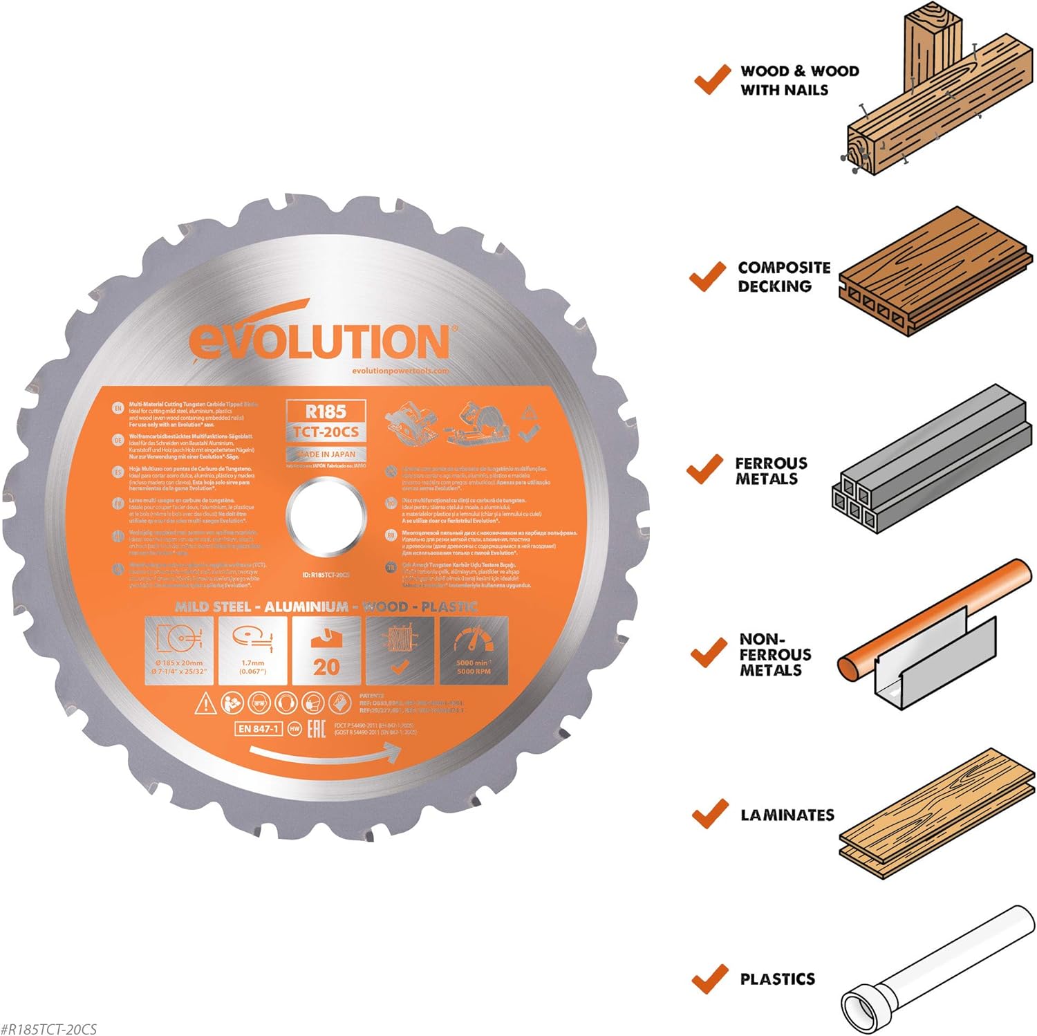 Tarcza TCT wielomateriałowa Evolution 210 mm 24T