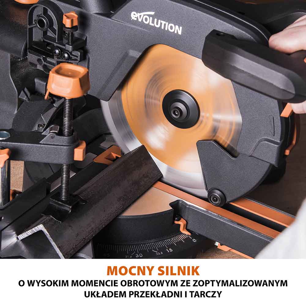 Piła ukośnica Evolution R255SMS+ 255 mm z wielomateriałową tarczą TCT