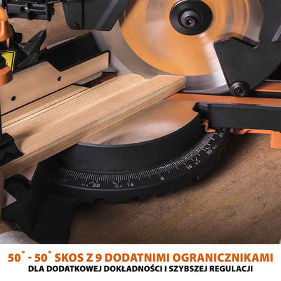 Piła ukośnica Evolution R255SMS+ 255mm z wielomateriałową tarczą TCT + stojak XL