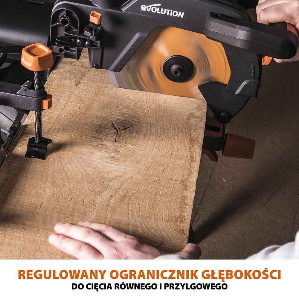 Piła ukośnica Evolution R255SMS+ 255mm z wielomateriałową tarczą TCT + stojak XL