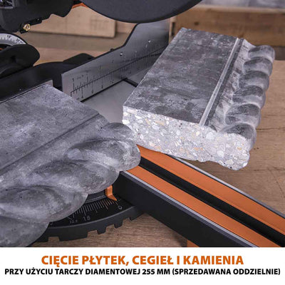 Piła ukośnica Evolution R255SMS+ 255 mm z wielomateriałową tarczą TCT
