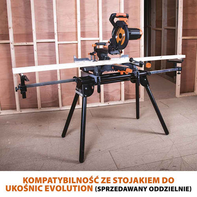 Piła ukośnica Evolution R255SMS+ 255 mm z wielomateriałową tarczą TCT + stojak