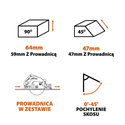 Piła tarczowa Evolution R185CCSX 185mm + Szyna prowadząca ST1400-G2 1,4m (700mm x 2)