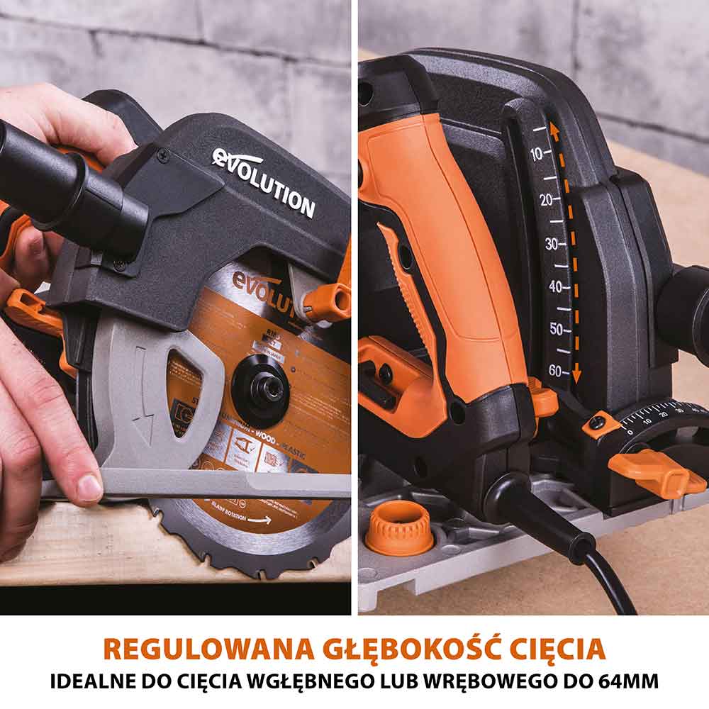 Piła tarczowa Evolution R185CCSX+ 185mm + Szyna prowadząca ST1400-G2 1,4m (700 mm x 2)