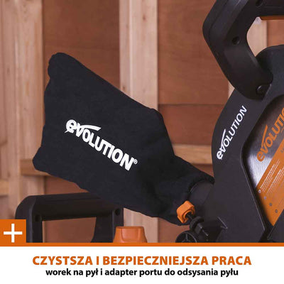 Piła ukośnica Evolution R210SMS-300+ 210mm z wielomateriałową tarczą TCT + stojak