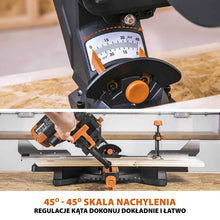 Piła ukośnica Evolution R255SMS-DB+ 255 mm z wielomateriałową tarczą TCT + stojak