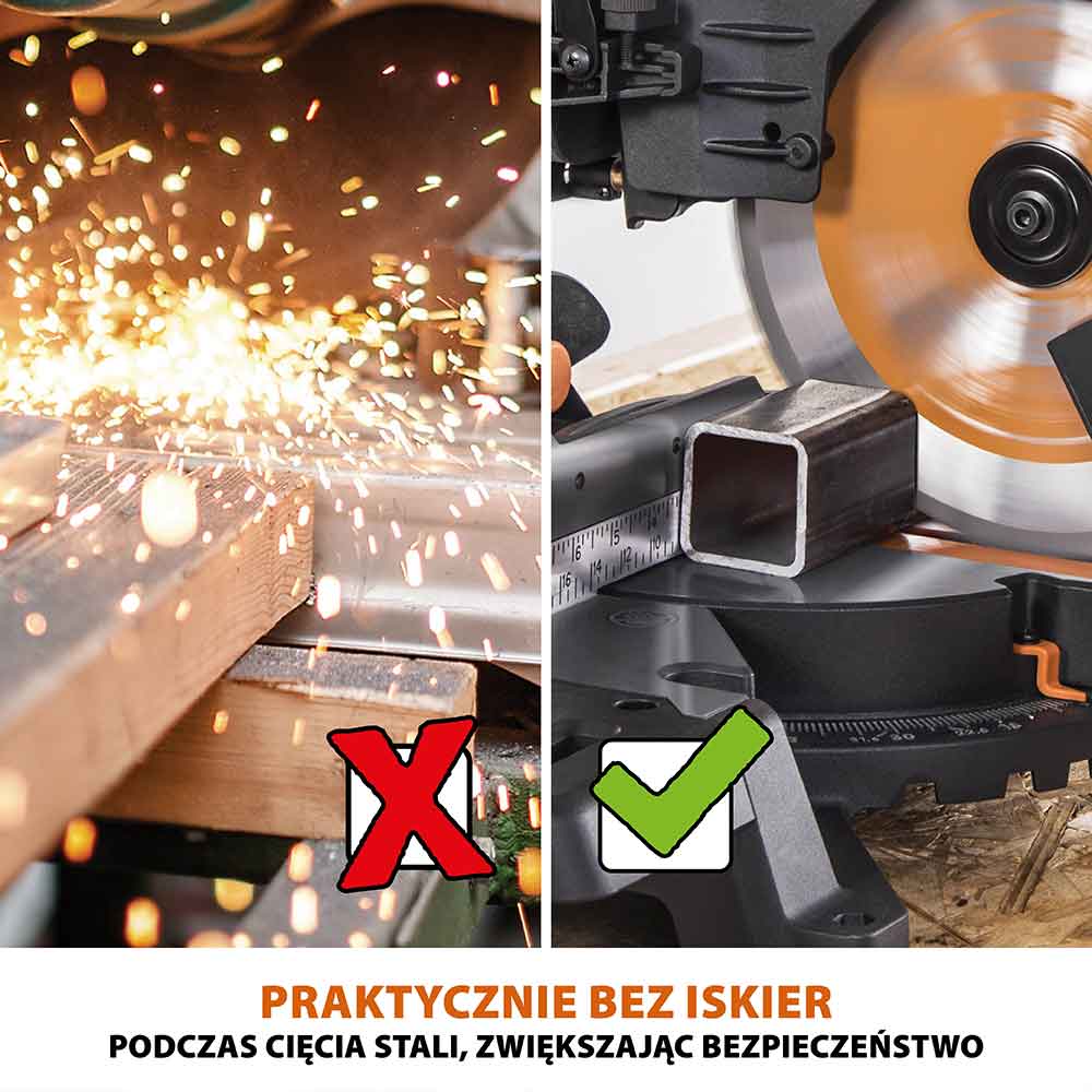 Piła ukośnica Evolution R255SMS-DB+ 255 mm z wielomateriałową tarczą TCT + stojak XL