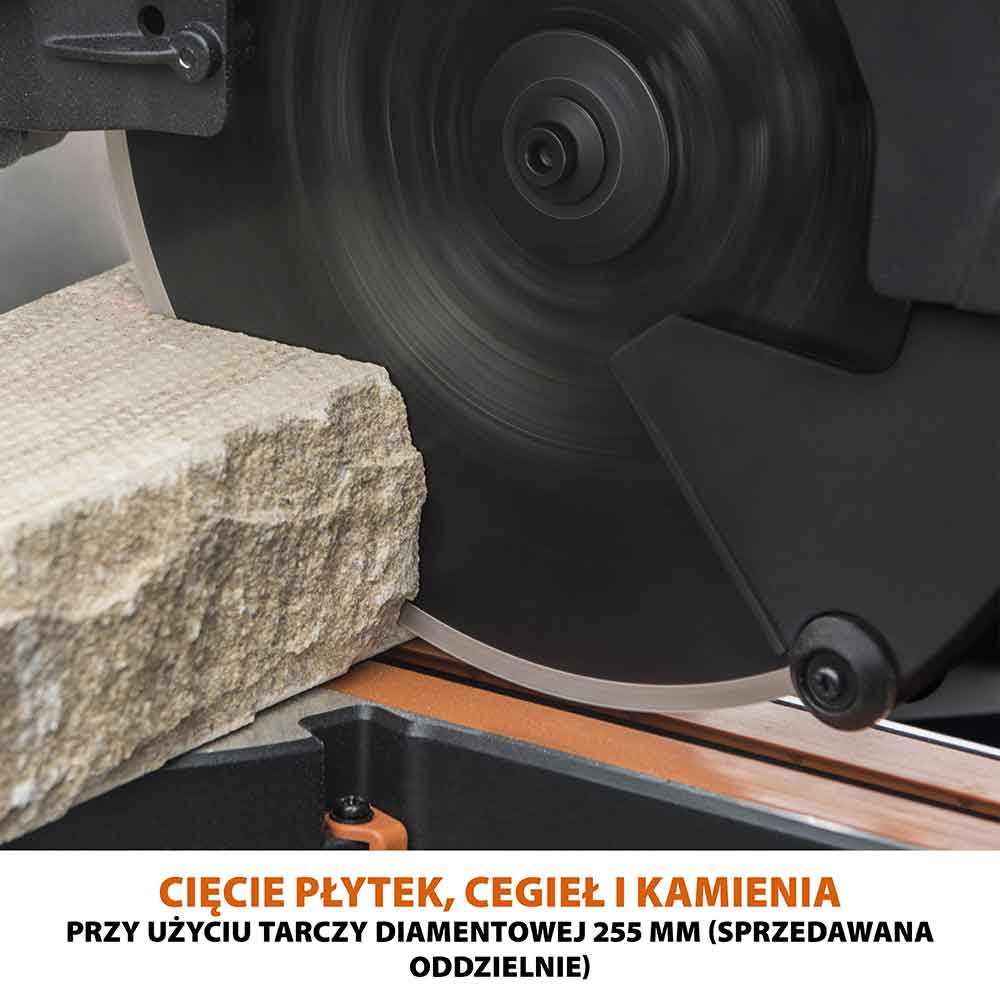 Piła ukośnica Evolution R255SMS-DB+ 255 mm z wielomateriałową tarczą TCT + stojak XL