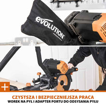 Piła ukośnica Evolution R255SMS-DB+ 255 mm z wielomateriałową tarczą TCT + stojak XL