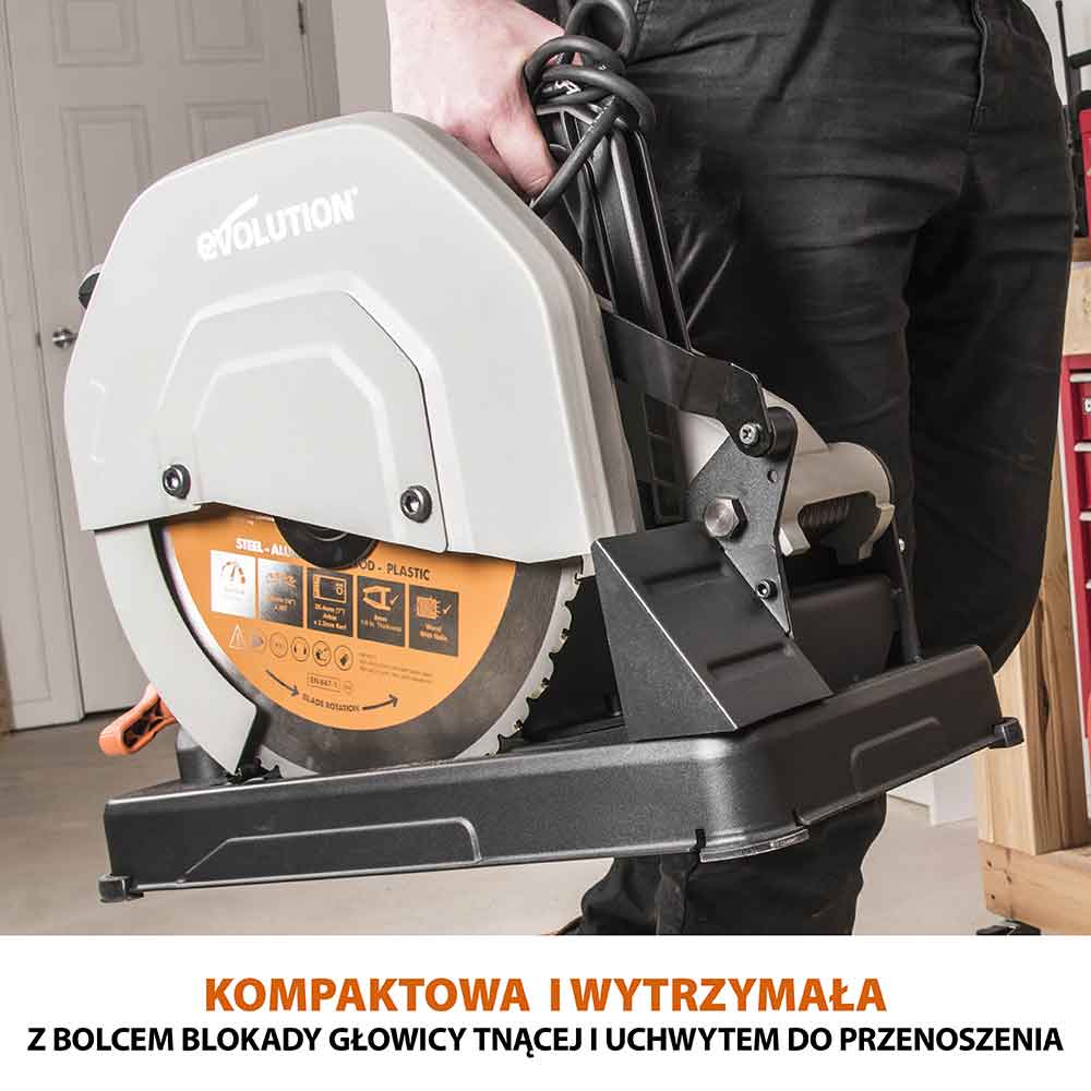 Piła tarczowa Evolution R355CPS 355 mm + tarczą wielomateriałową + tarcza drewniana