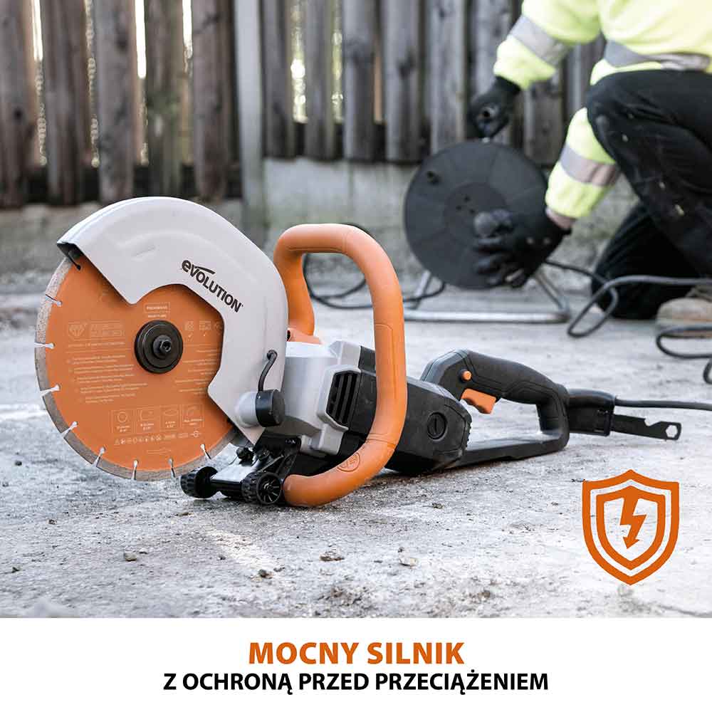 Elektryczna przecinarka tarczowa do betonu Evolution R255DCT 255 mm z tarczą diamentową