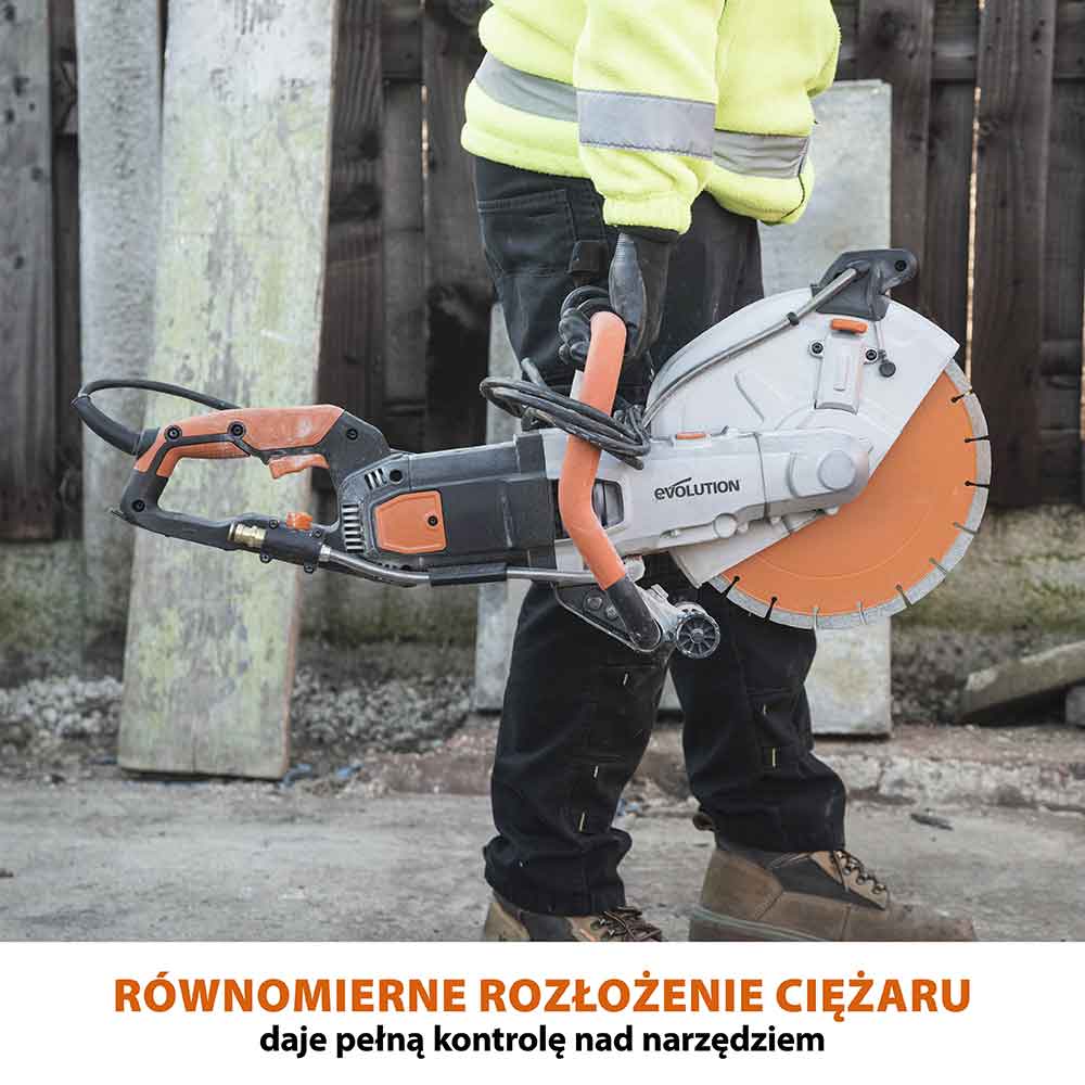 Elektryczna przecinarka tarczowa do betonu Evolution R300DCT+ 300 mm z tarczą diamentową
