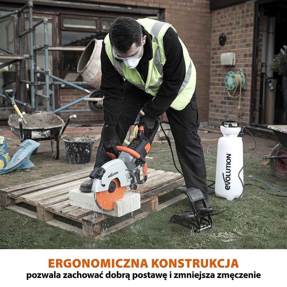 Elektryczna przecinarka tarczowa do betonu Evolution R300DCT+ 300 mm z tarczą diamentową