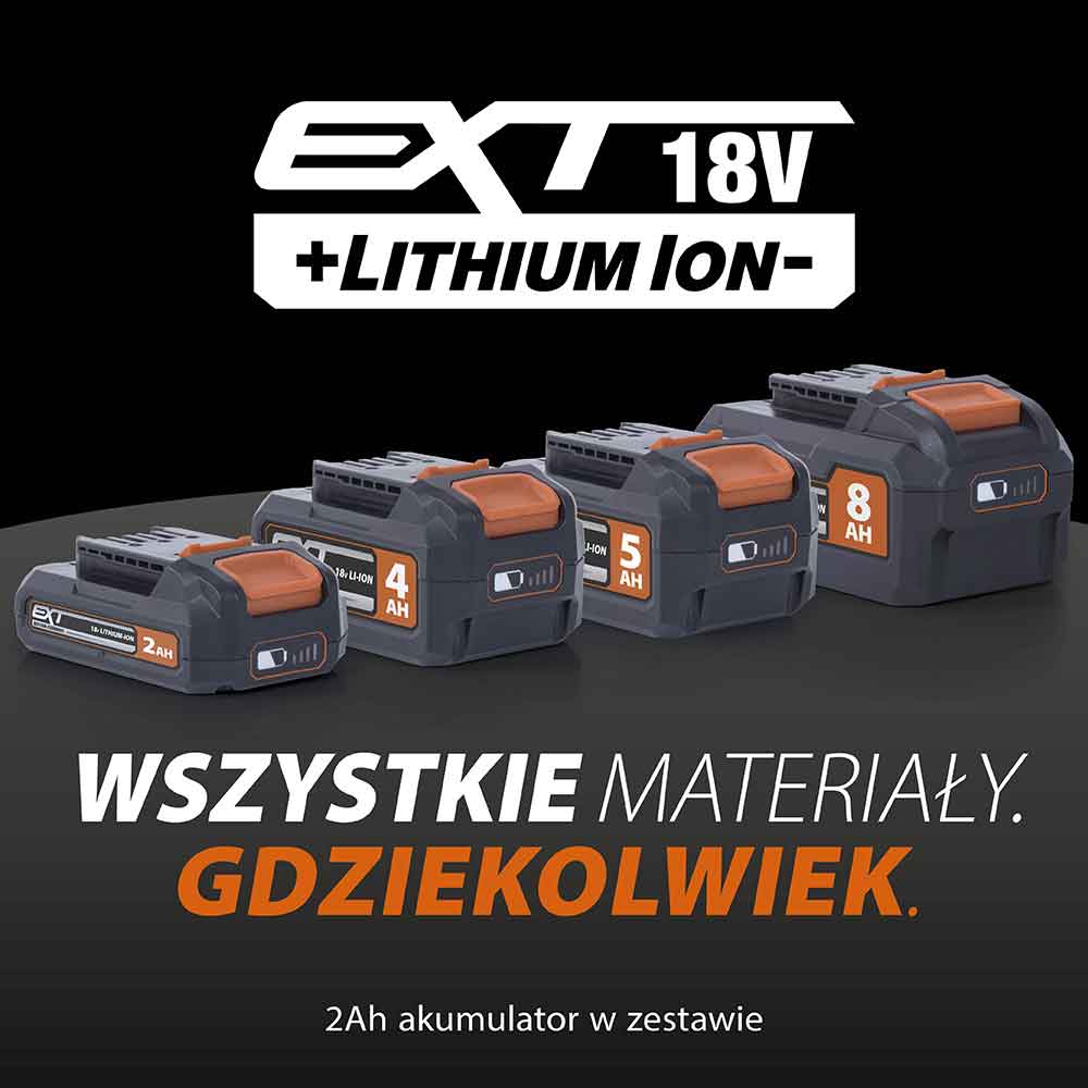 Bezprzewodowa wiertarko-wkrętarka R13CMB-Li firmy Evolution z akumulatorem litowo-jonowym 18 V EXT