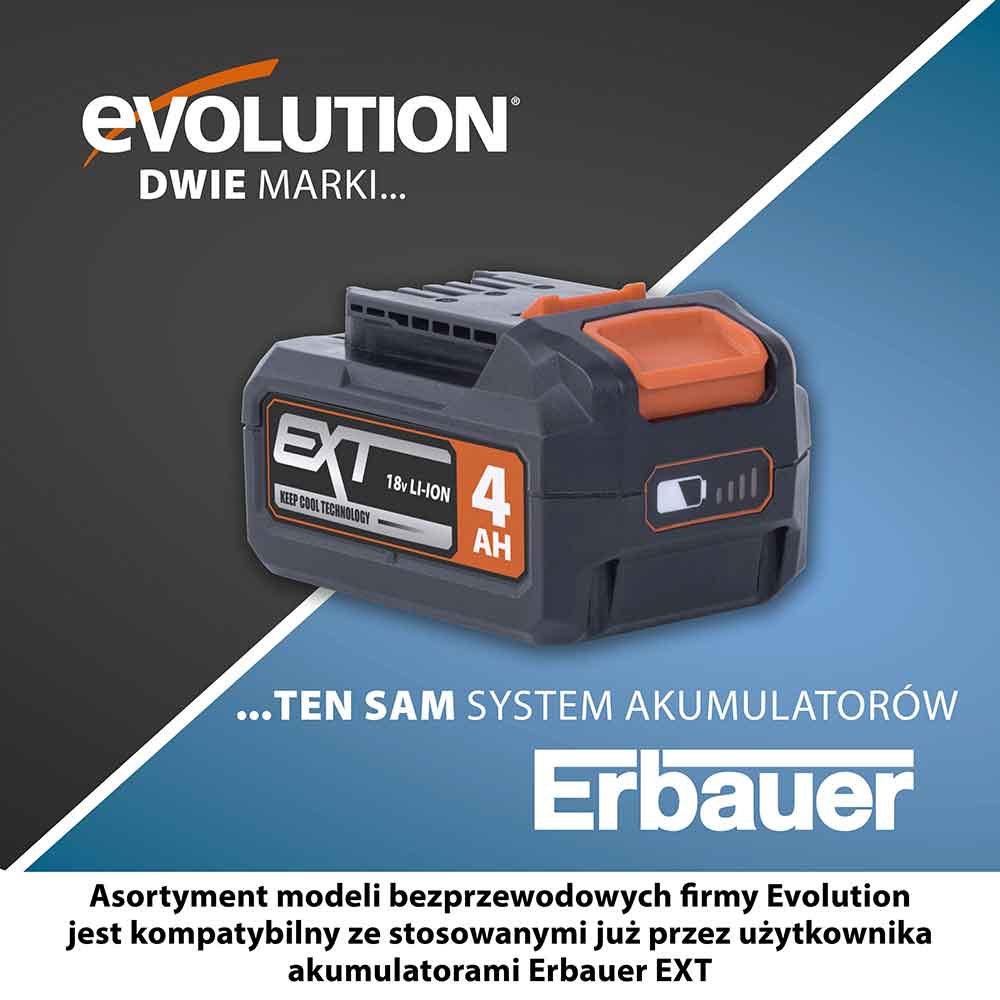 Bezprzewodowy akumulator litowo-jonowy Evolution 18V 4Ah EXT R18BAT-Li4