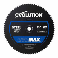 Tarcza do pilarki tarczowej do cięcia stali Evolution EVOMAX 355 mm Ø355 x 25,4 mm, 80 zębów, węglik cermetowy