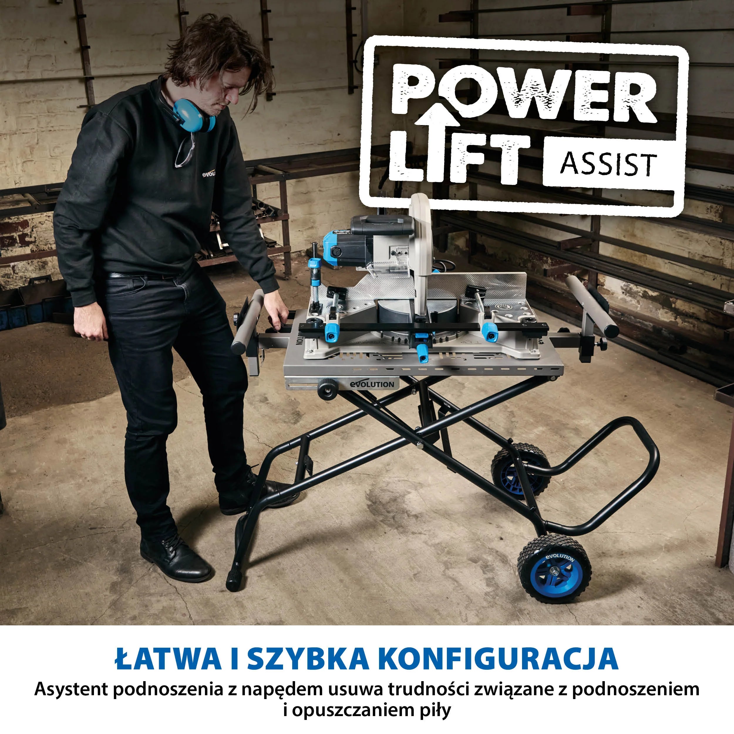 Pakety Przecinarka ukosowa do metalu Evolution S355MCS-G2 z tarczą EVOMAX Cermet Long-Life 80T 355 mm + Stojak