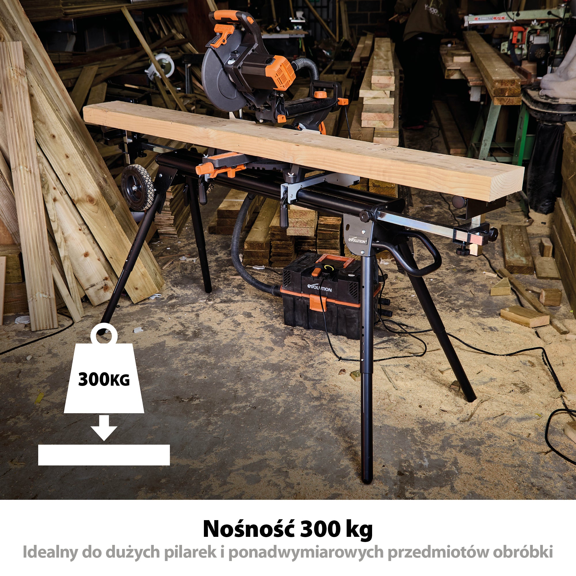 Stojak do piły ukosowej Evolution XL z uniwersalnymi mocowaniami