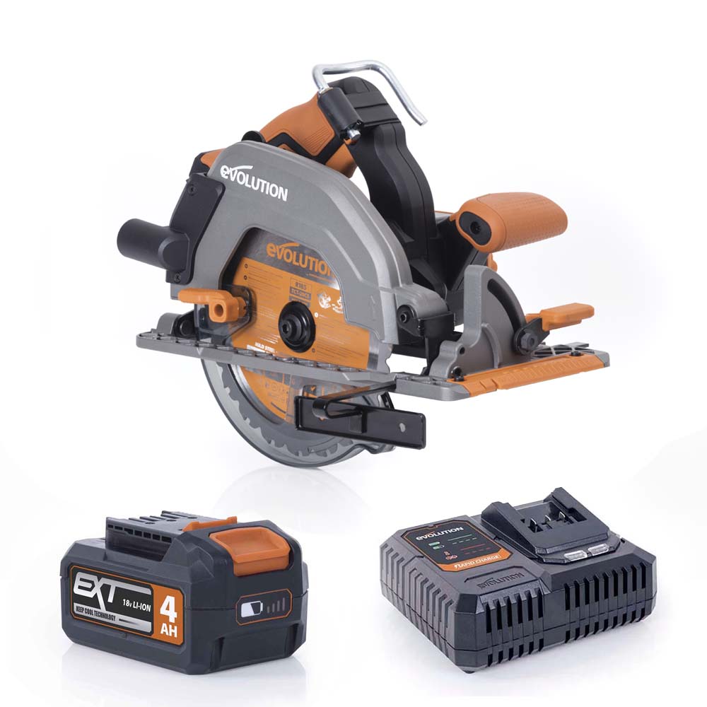 Akumulatorowa piła tarczowa Evolution R185CCS-Li 185 mm 18V Li-Ion EXT z wielomateriałową tarczą TCT