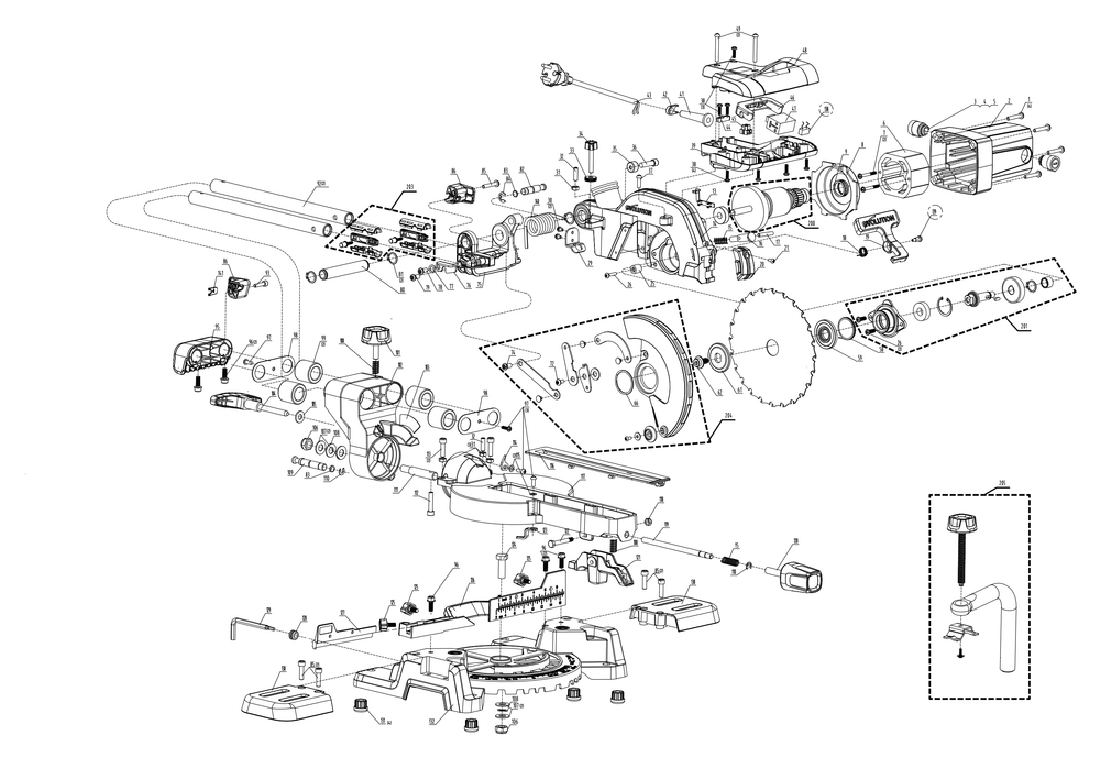 Evolution R185SMS Przesuwna piła ukośna Części zamienne