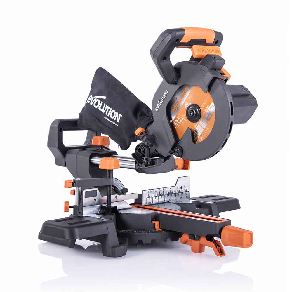 Piła ukośnica Evolution R185SMS+ 185 mm z wielomateriałową tarczą TCT + stojak