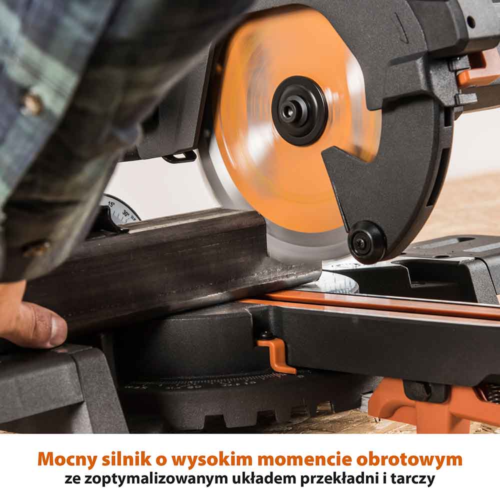 Piła ukośnica Evolution R185SMS+ 185 mm z wielomateriałową tarczą TCT + stojak