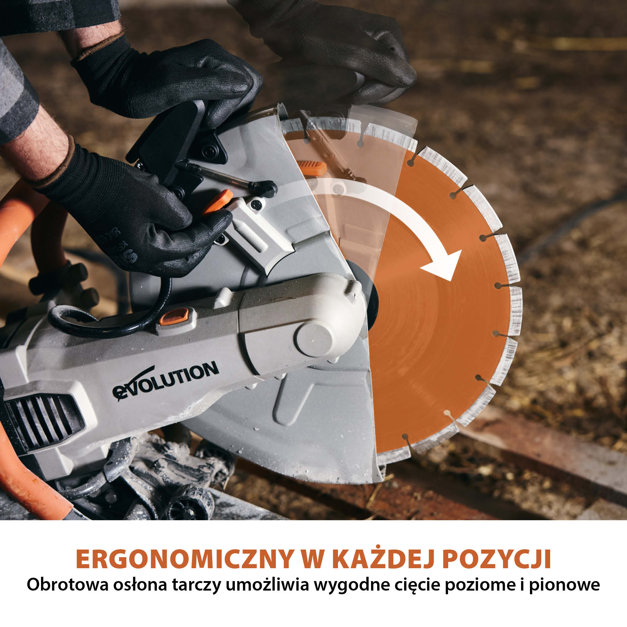 Elektryczna przecinarka tarczowa do betonu Evolution R350DCT 350 mm z tarczą diamentową