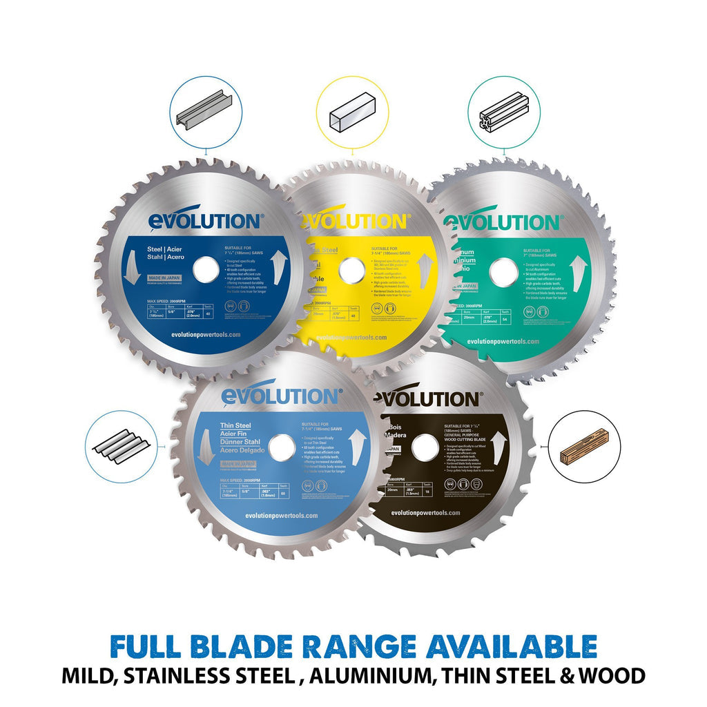 Piła tarczowa Evolution S185CCSL 185 mm z tarczą do cięcia metalu