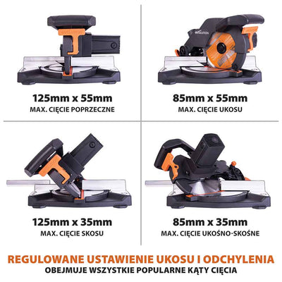 Piła ukośnica ukosowa Evolution R210CMS+ 210 mm z wielomateriałową tarczą TCT