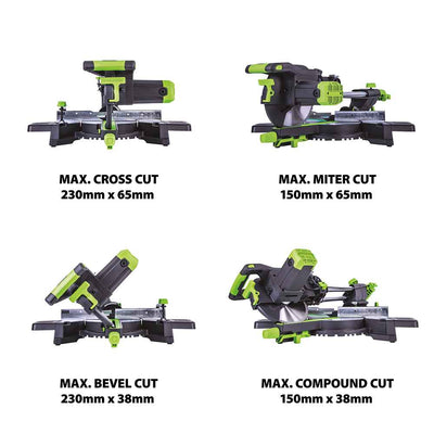 Piła ukośnica Evolution F255SMS 255 mm z wielomateriałową tarczą TCT + stojak