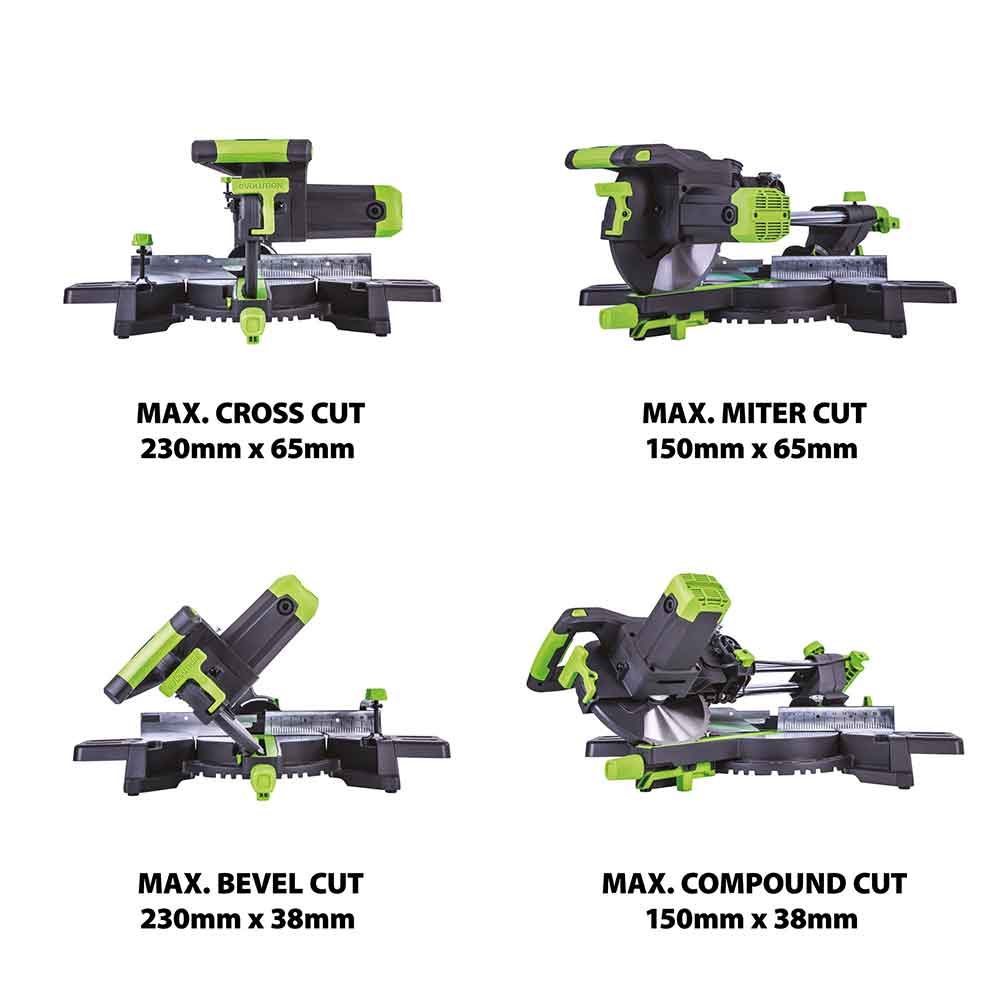 Piła ukośnica Evolution F255SMS 255 mm z wielomateriałową tarczą TCT + stojak