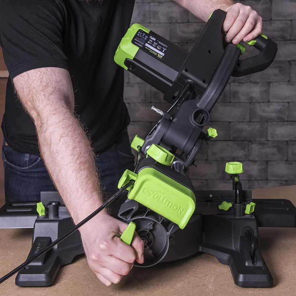 Piła ukośnica Evolution F255SMS 255 mm z wielomateriałową tarczą TCT + stojak