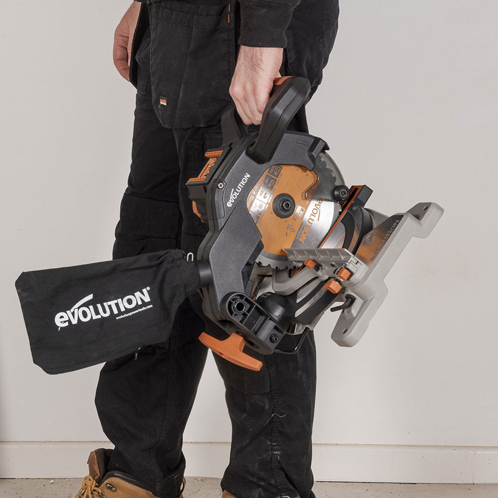 Akumulatorowa piła ukośnica Evolution R185CMS-Li 18V EXT Li-Ion 185 mm z wielomateriałową tarczą TCT
