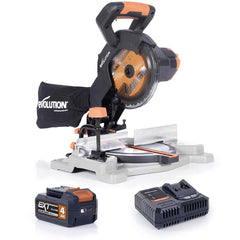Akumulatorowa piła ukośnica Evolution R185CMS-Li 18V EXT Li-Ion 185 mm z wielomateriałową tarczą TCT